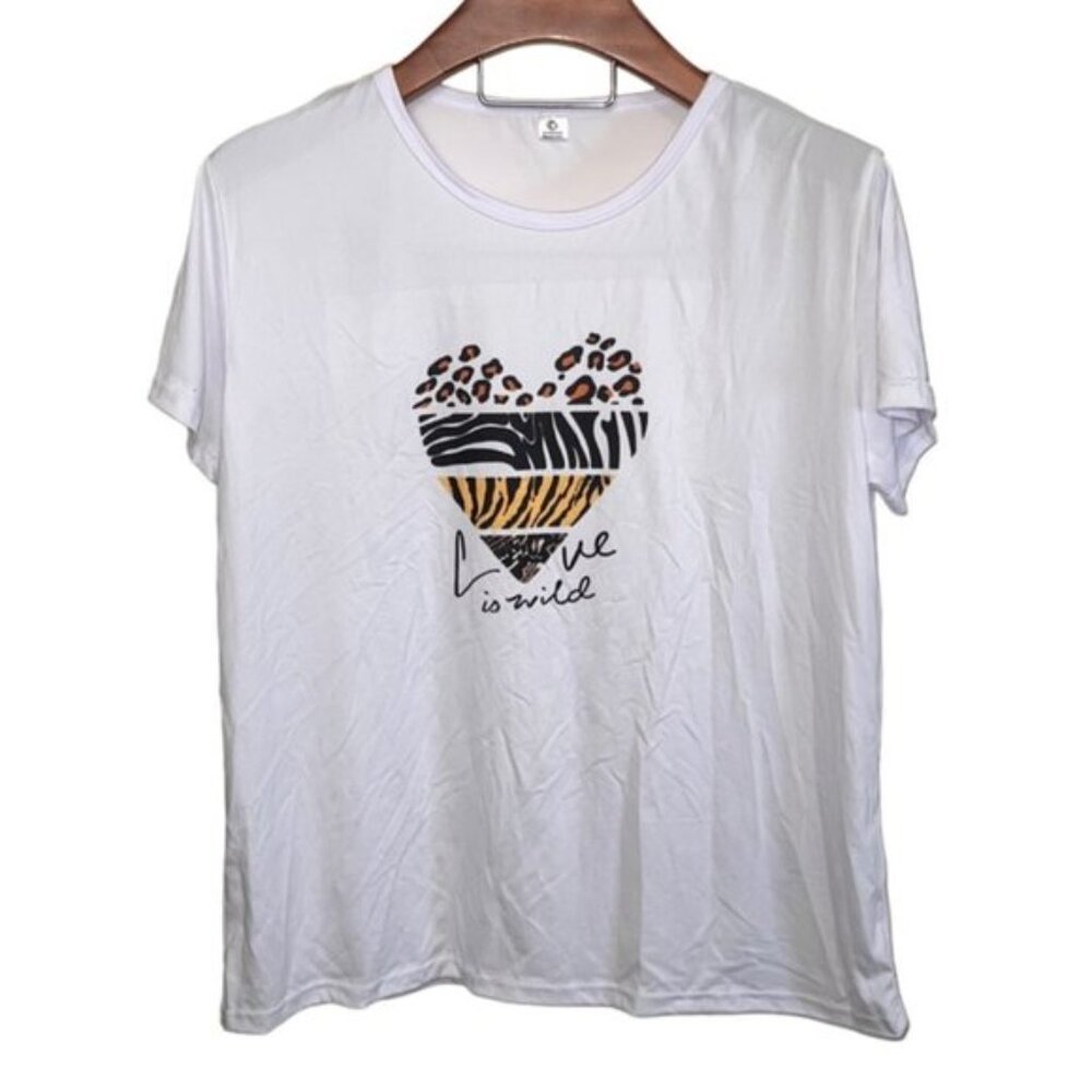 Women's White Short Sleeved Tee-XXL